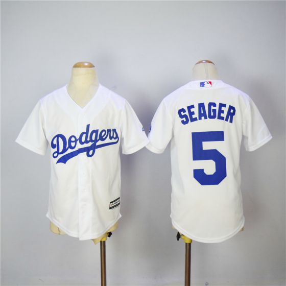 Youth Los Angeles Dodgers 5 Seager White MLB Jerseys